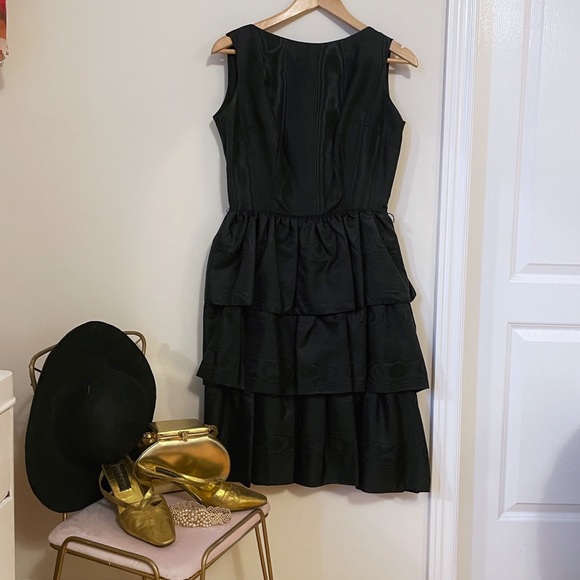 Rare 1950s Hepburn style black ruffled tier dress - Picture 7 of 12